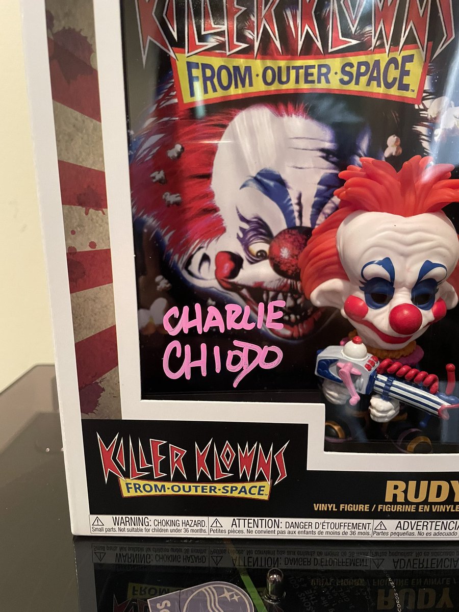 I got my Rudy Funko POP signed by the creators of one of my favorite movies Killer Klowns. Charles, Edward and Stephen Chiodo!!!! Definitely the highlight of the day. #killerklowns #chiodobrothers #killerklownsfromouterspace #FunkoPOP #funko #pops