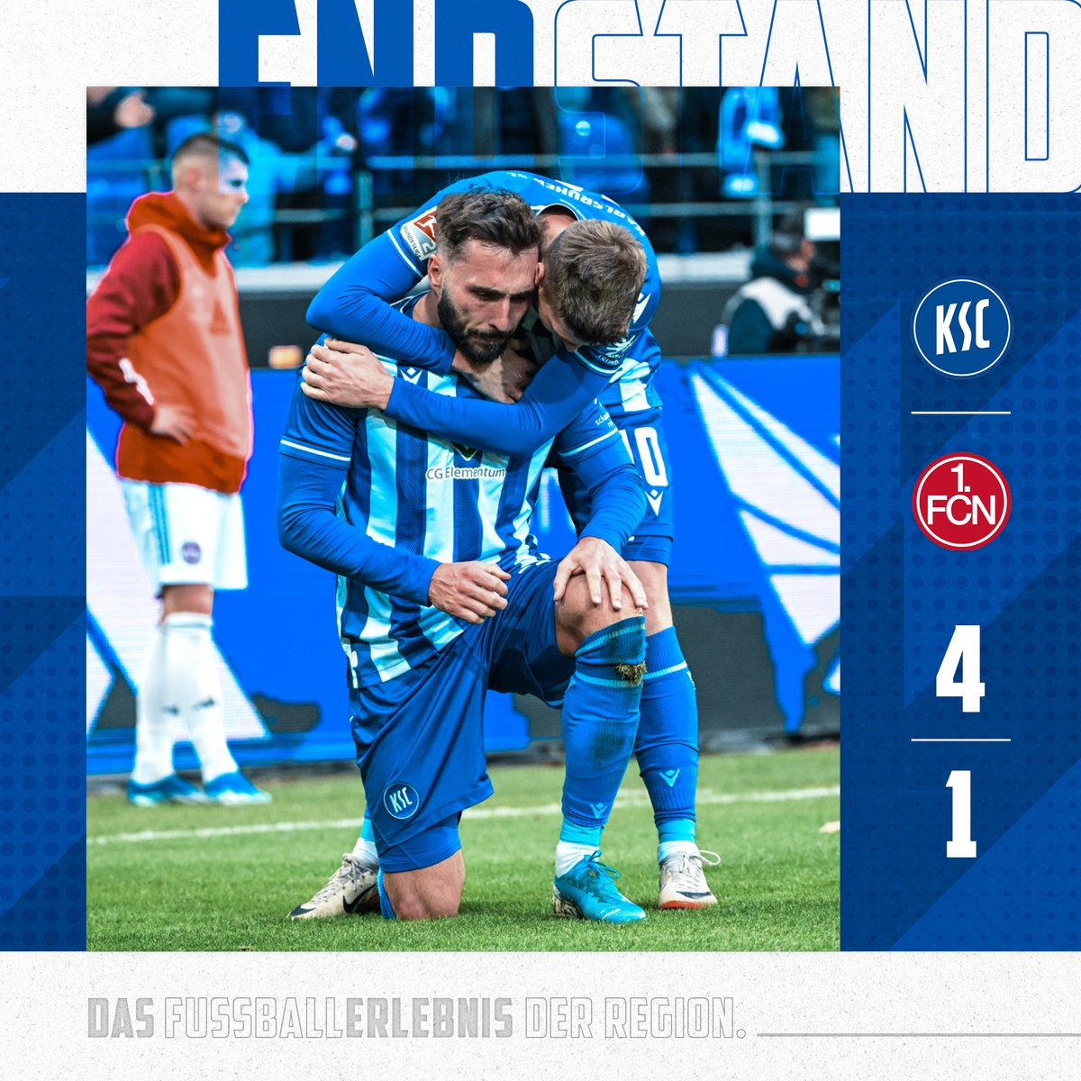 KarlsruherSC's tweet image. #ABPFIFF! |4:1| Die drei Punkte bleiben hochverdient in der Fächerstadt! 💙 🤍
___________
In wenigen Minuten:
⚽ Spielbericht auf ksc.de
📺 Zusammenfassung auf tv.ksc.de

#KSCFCN #KSCmeineHeimat