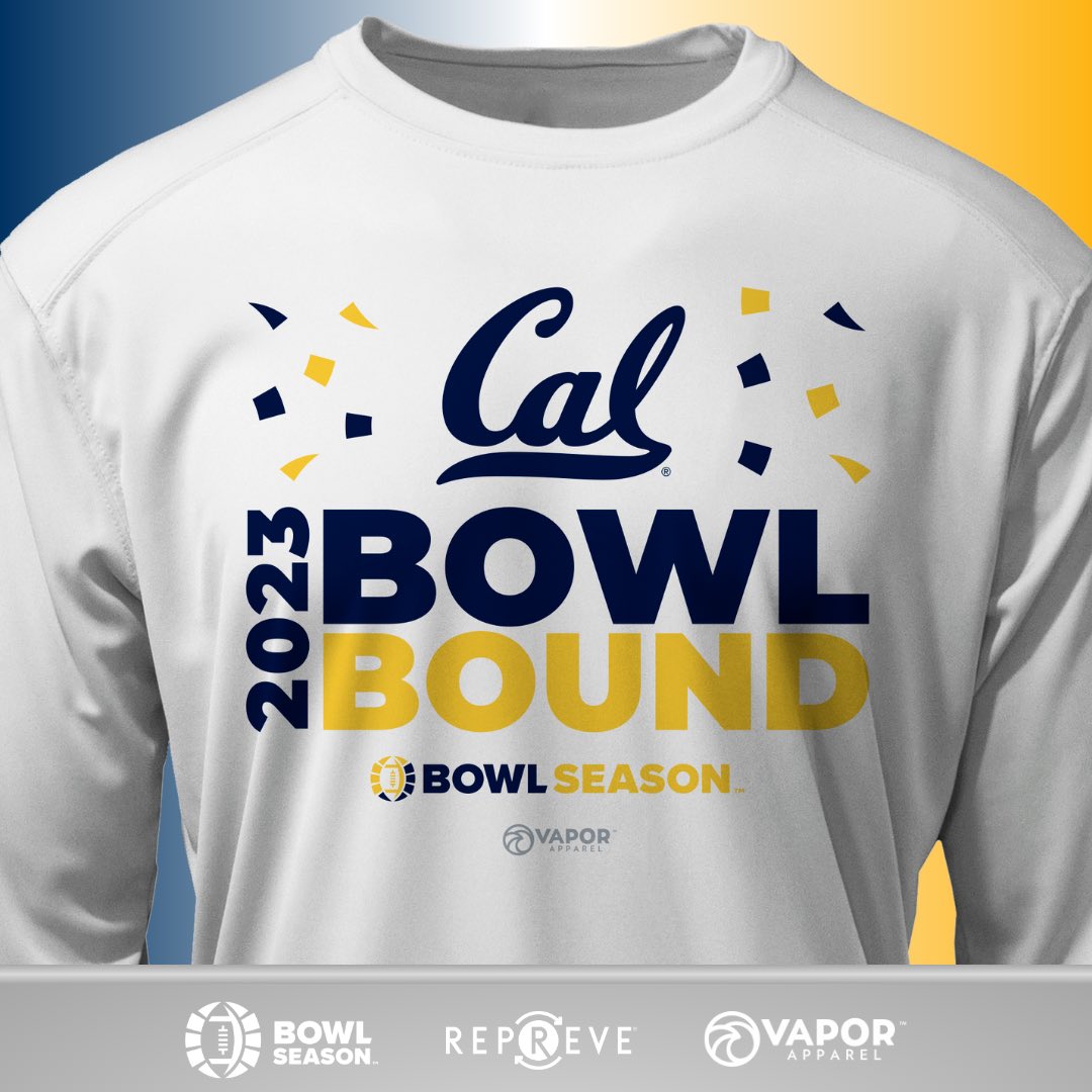 BowlSeason's tweet photo. GO BEARS! @CalFootball is #BowlBound 🎉
Get your @vapor_apparel merch made from 100% @repreve #recycledfiber here: https://t.co/3adrNTAkHh
#BowlSeason #BowlGames #BowlEligible #SixWins #CalFootball #CalGoldenBears #GoBears #PAC12 #Repreve #VaporApparel #ESPN https://t.co/qC1cEx6L2Y