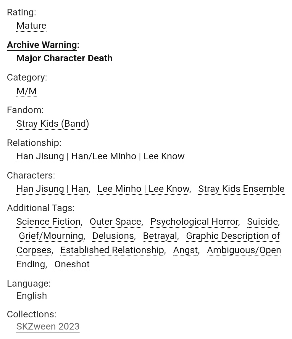 maeri⁷ 🥢 (@breaths_of_han) on Twitter photo Quiet Is Violent
▫️mnsvng
▫️sci-fi / psychological horror
▫️tropes: isolation, mystery
▫️for <a href="/skzween/">SKZween | rest.</a>
▫️8.6K
🔗 archiveofourown.org/works/50887846 Quiet Is Violent
▫️mnsvng
▫️sci-fi / psychological horror
▫️tropes: isolation, mystery
▫️for <a href="/skzween/">SKZween | rest.</a>
▫️8.6K
🔗 archiveofourown.org/works/50887846