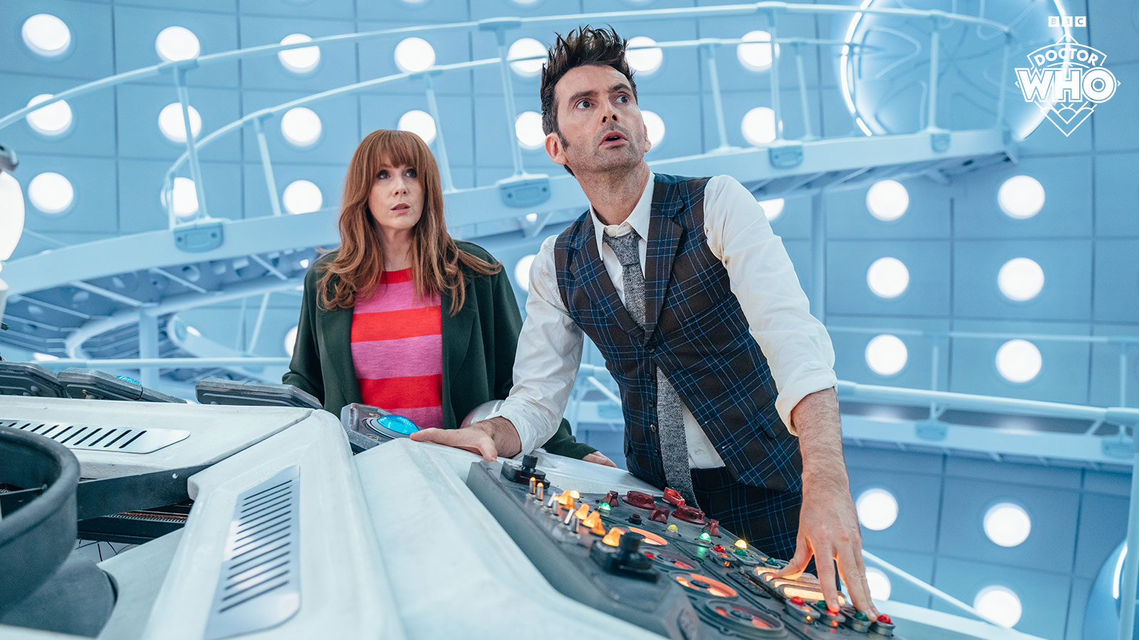 promo photos from Doctor Who featuring David Tennant and Catherine Tate