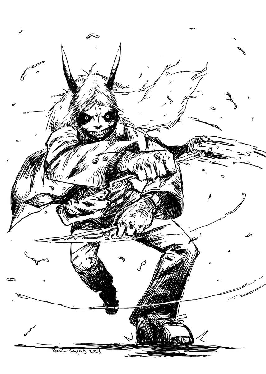 Final Chainsaw Man drawing! This time everyone's favourite blood girl, Power! Really wanted to push this one as far in the monstrous direction as I could- she's not cute, she drinks blood! 

#chainsawman #fanart #power