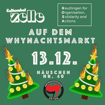 Am Mittwoch den 13.12. sind wir gemeinsam mit dem Kulturschock Zelle  e.V. auf dem Weihnachtsmarkt. Ihr könnt uns zwischen 10 und 21 Uhr am  Häuschen Nr. 40 besuchen.

Es wird leckeren Glühwein und Kinderpunsch geben.

Kommt vorbei – wir freuen uns auf euch!