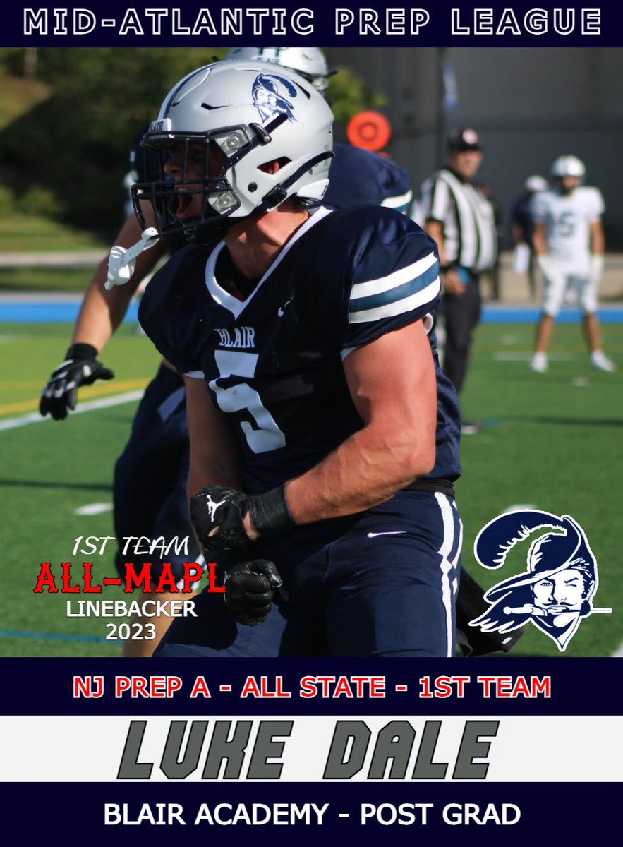 Luke Dale (@lukedale_23) on Twitter photo Excited to be named 1st Team All-MAPL Linebacker and NJ Prep All State 1st Team! <a href="/gbowman26/">Greg Bowman</a> Excited to be named 1st Team All-MAPL Linebacker and NJ Prep All State 1st Team! <a href="/gbowman26/">Greg Bowman</a>