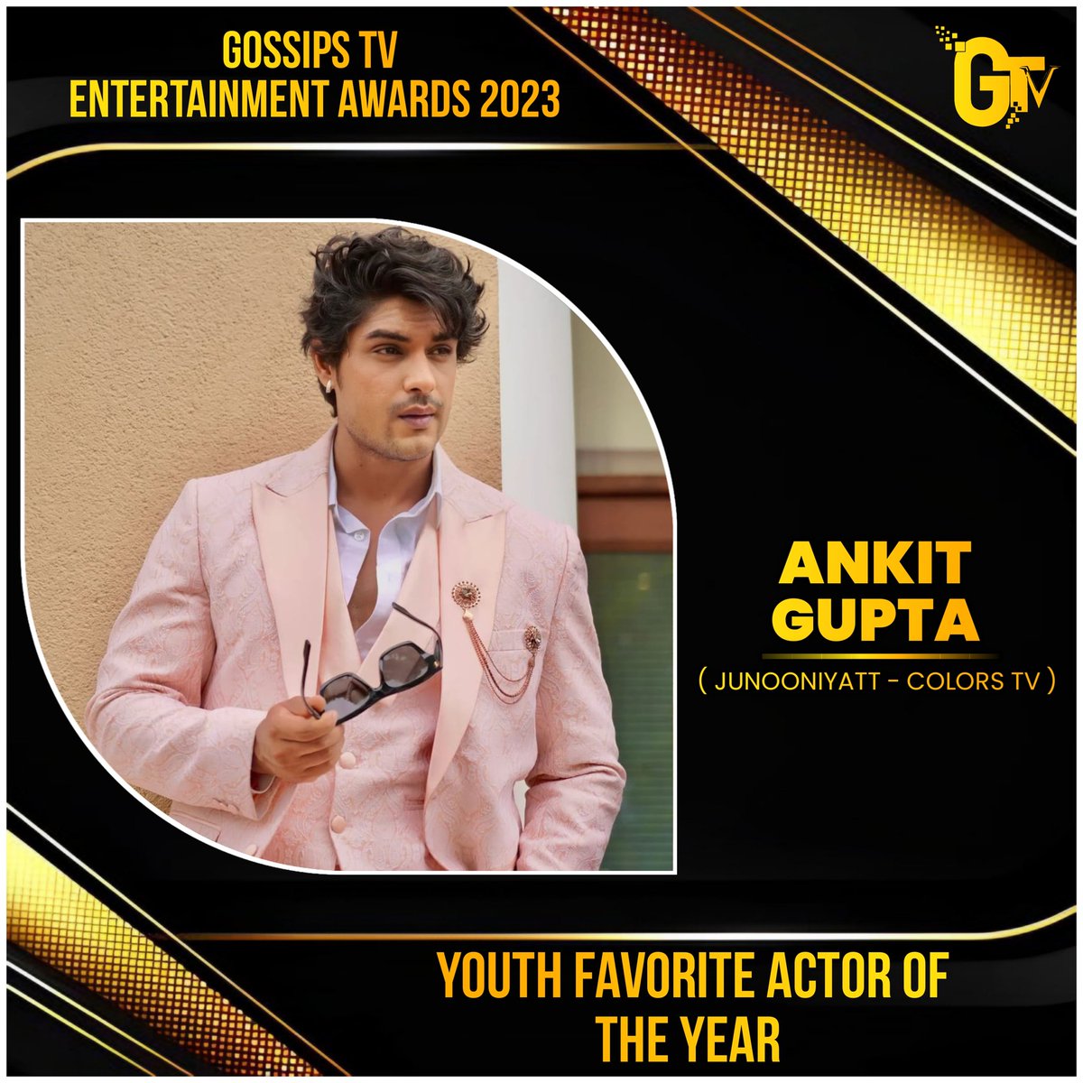 #GossipsTvEntertainmentAward
#GTVAwards #GtvAwards2023

YOUTH FAVOURITE ACTOR OF THE YEAR MALE  - #AnkitGupta - (Junooniyatt - Colors TV)

(Congratulations to the Winner and their Fans) <a href="/GossipsTv/">GossipsTv(GTv)</a>