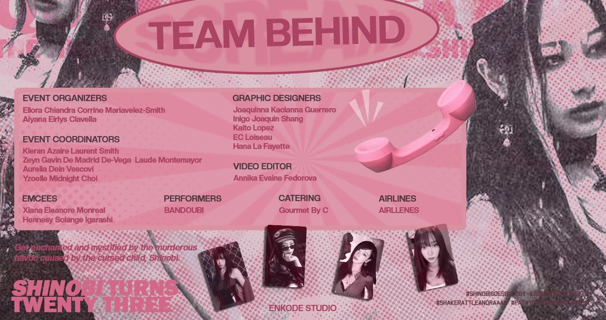 ͏͏͏ㅤㅤ
ㅤㅤ
     👑 Queen of Scream, Shinobi: The Night
      of   Thrills   and   Unleashing   Curses   💀

     🔪 THE TEAM BEHIND

     #ShinobiGoesBloody
     #23rdNightToDieFor
     #ShakeRattleAndRaaah
     #PatayinSaSindakSiObi 

ㅤㅤ