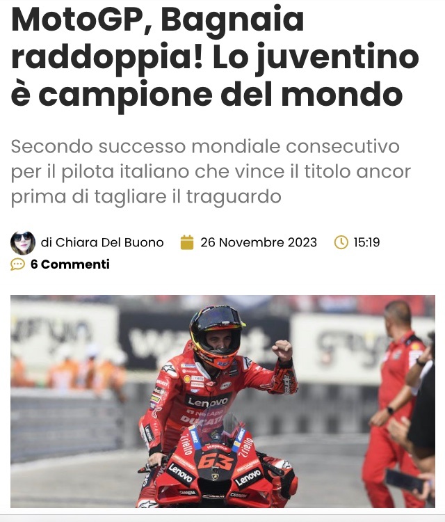 Pecco #Bagnaia di nuovo #CampioneDelMondo! 
🇮🇹 ⚪️⚫️
#MotoGP