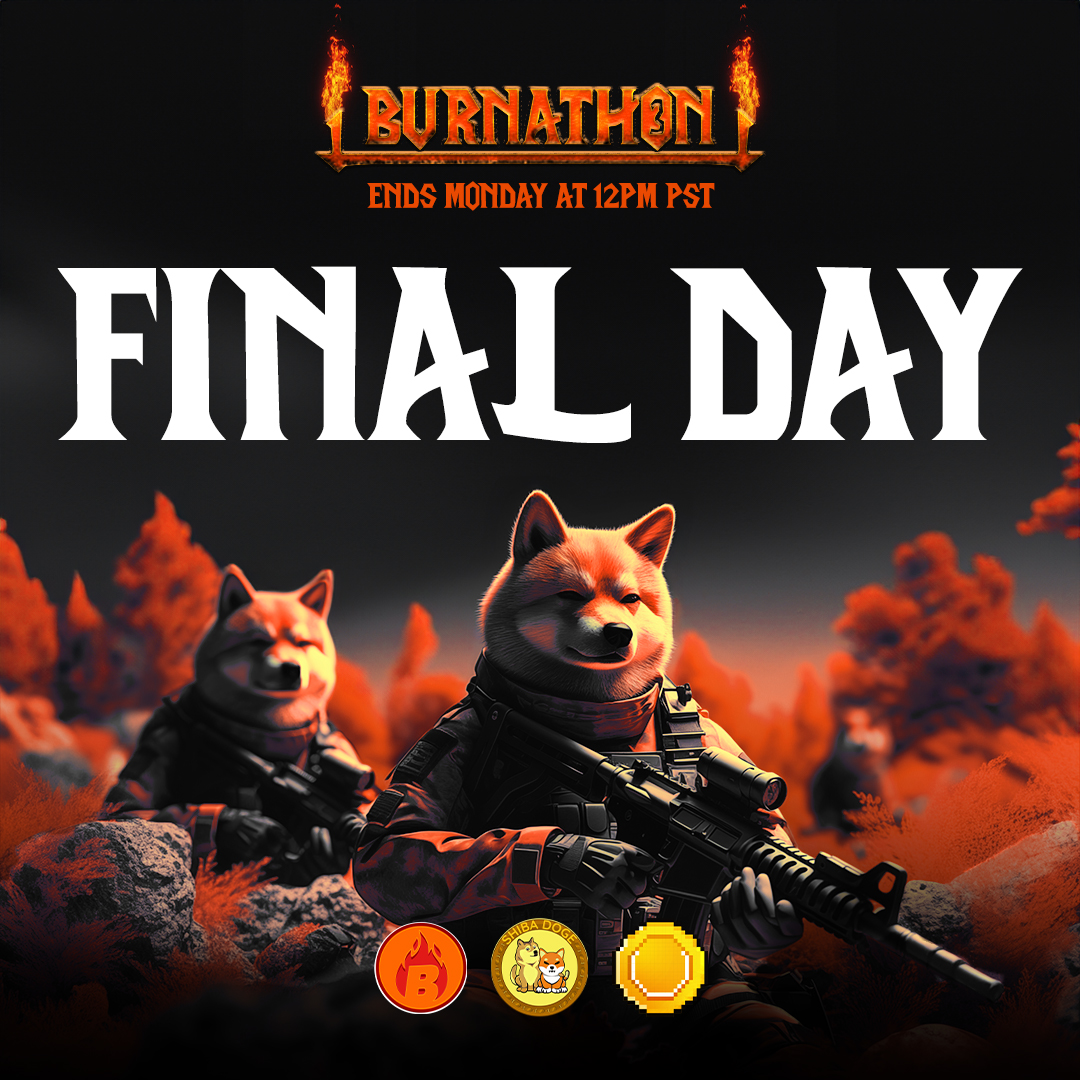 We are down to the 28 hours of #Burnathon3 ⏰

#Snipers are in the fields waiting for their opportunity to take their shots at the top of the #leaderboards 🪖

Devs will match burns 1:1 and 2:1 for #Burn Token

Tokens #burned so far 
#ShibaDoge - 57,662,106,896,554,461,291