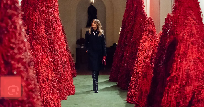 Melania is trending so here's your reminder that when she was a reluctant captive in the White House she launched her own war on Christmas with the march of the bloody tampon trees.