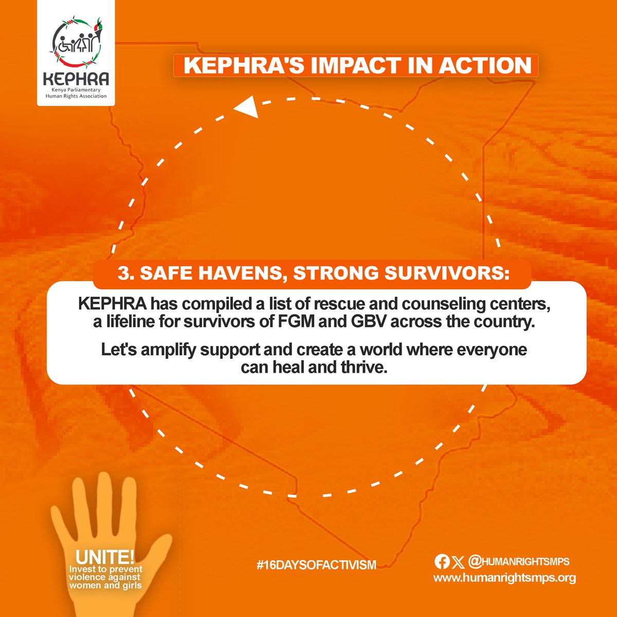 In the fight against inequality, every action matters!
During the next couple of days,<a href="/HumanRightsMPs/">KEPHRA</a> will be sharing contacts for rescue centers and counseling centers across the country to ensure that survivors of FGM and GBV have access to help.

#EndGBV #EndFGM #GenderEquity