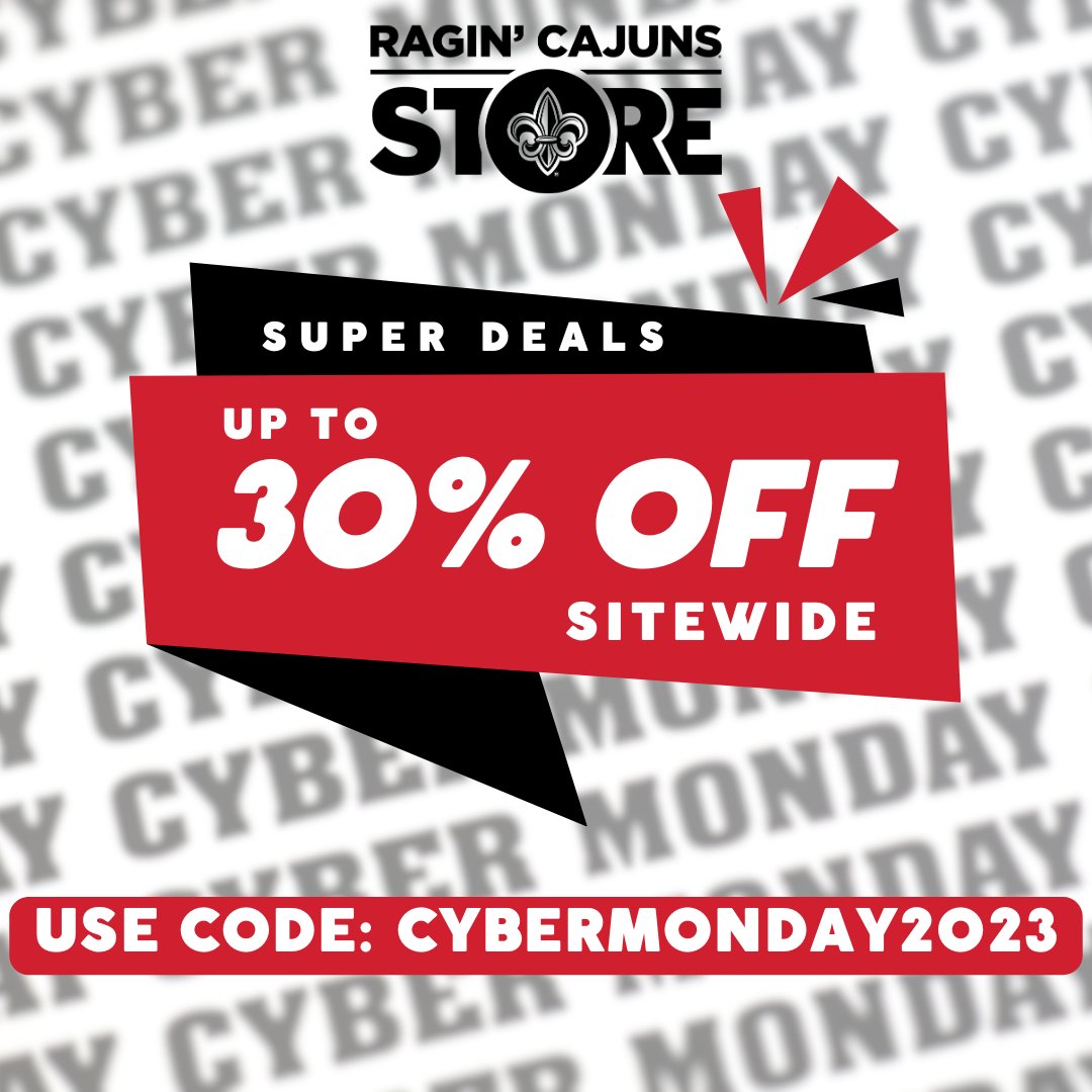 We're kicking off 𝗖𝗬𝗕𝗘𝗥 𝗠𝗢𝗡𝗗𝗔𝗬 a day early with 30% 𝙊𝙁𝙁 𝙎𝙄𝙏𝙀𝙒𝙄𝘿𝙀 savings 🤑🤑
Use code 𝗖𝗬𝗕𝗘𝗥𝗠𝗢𝗡𝗗𝗔𝗬𝟮𝟬𝟮𝟯 today and tomorrow to save 🛒
RaginCajunsStore.com