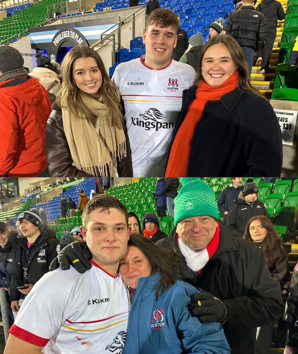 UlsterRugby's tweet image. Proud 🤍

Our debutants James McNabney and Zac Solomon with their families after the game last night!