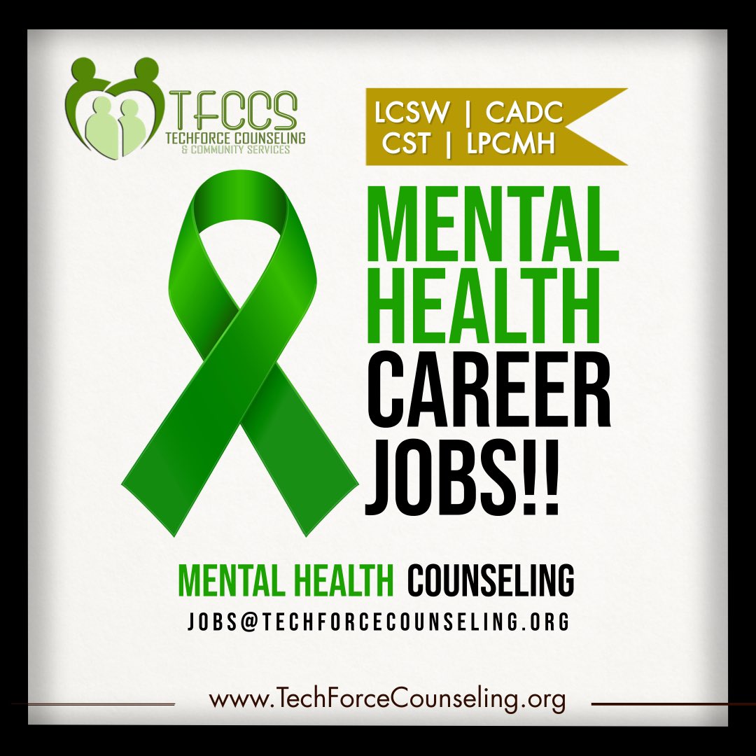 techforceccs's tweet photo. TFCCS a nonprofit organization is now hiring for the following Mental Health professionals. LCSW CADC CST LPCMH.  Please email us your resume to: jobs@TechForceCounseling.org

#MentalHealth #Jobs #Careers #Nonprofit https://t.co/h8ny44b5q0