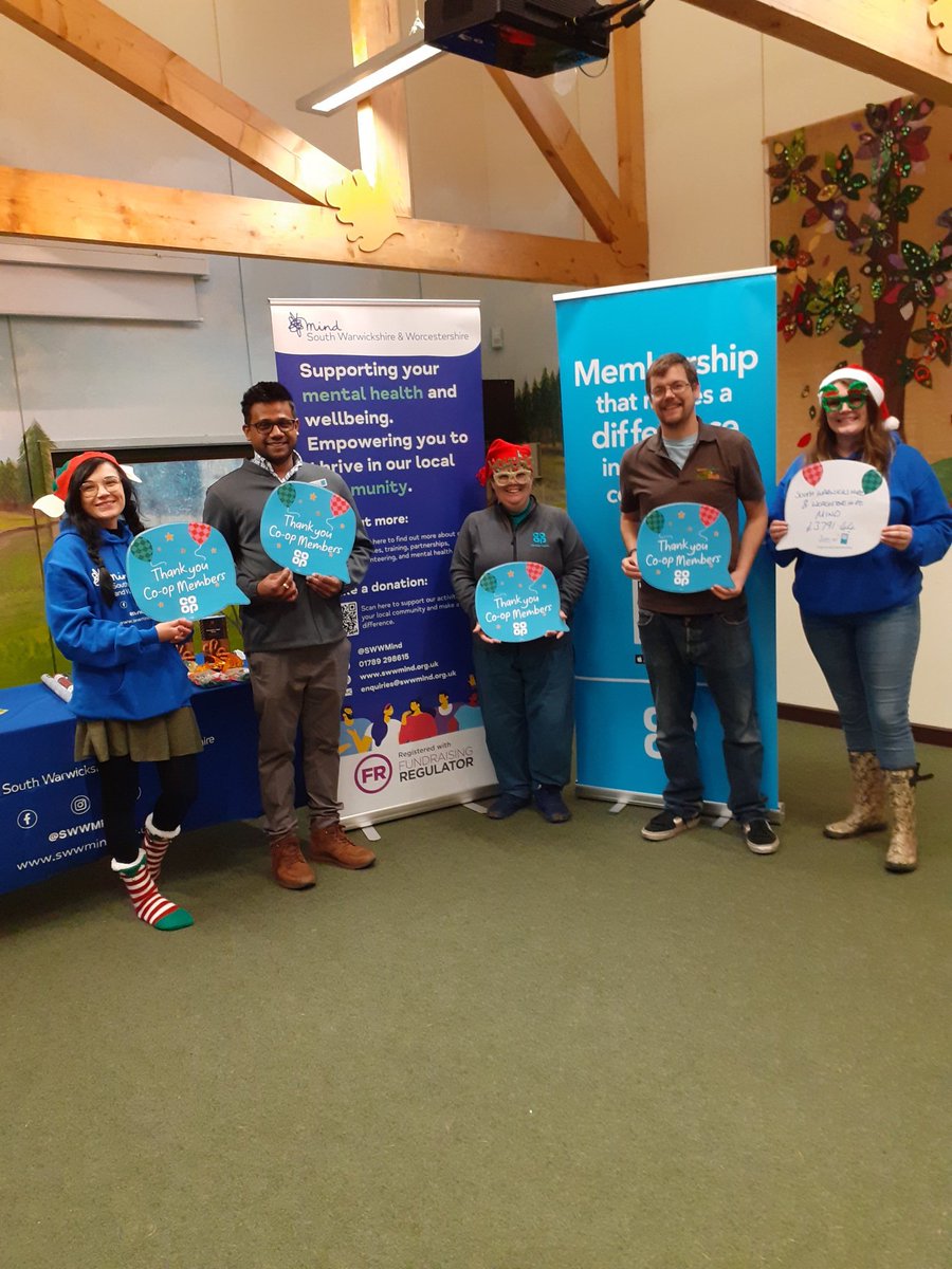 SueCoopMP's tweet photo. After supporting @SWWMind with their Mental Elf run this morning,  @coopuk store manager Pasan and I got to celebrate amazing amounts raised by our customers for Franche Community Church food bank and for Mind. https://t.co/qCGp0VaWI6