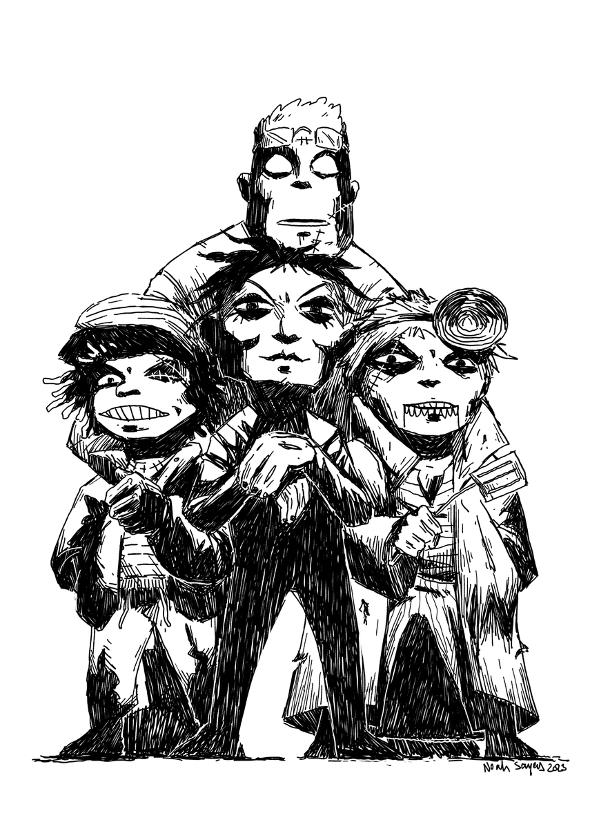 More Bigtop Burger fanart- this time, the Zomburger crew!! Really loved drawing these guys, I love a spooky bunch of monsters and these guys are some of my favourites! 

<a href="/Worthikids/">Worthi 🦇</a> 
#bigtopburger #zomburger #fanart