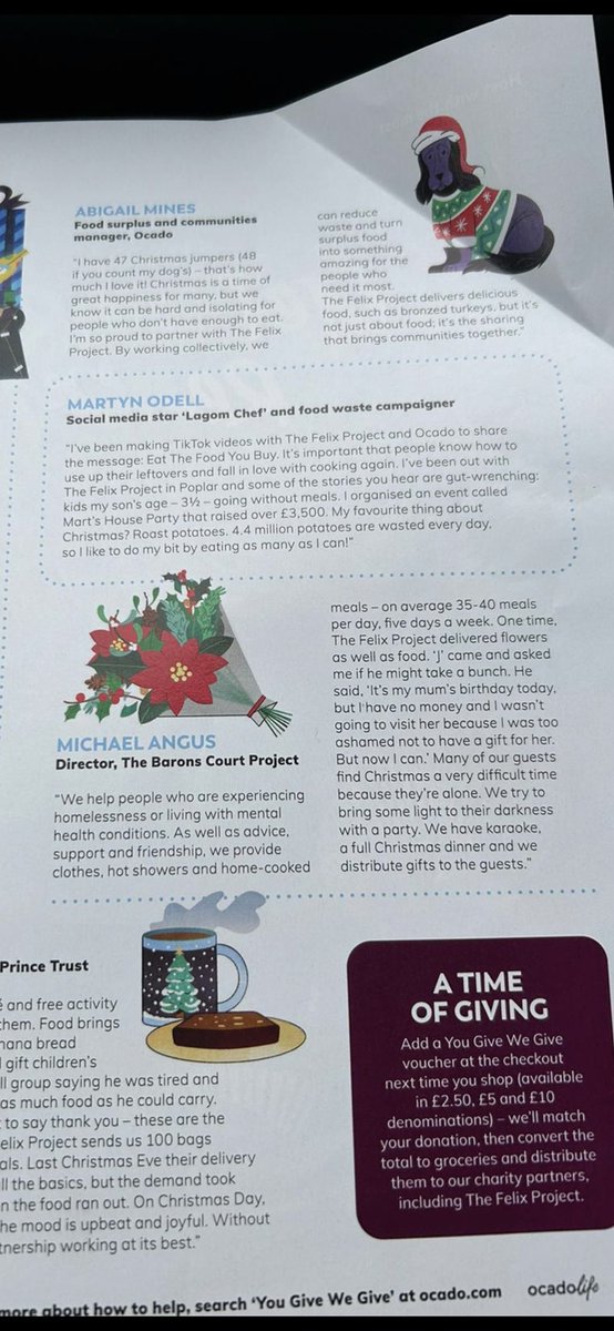 Little quote in Ocado Magazine of how @felixprojectuk help us at @BaronsProject Flowers here, were as important as the food we receive. Always grateful for their support.