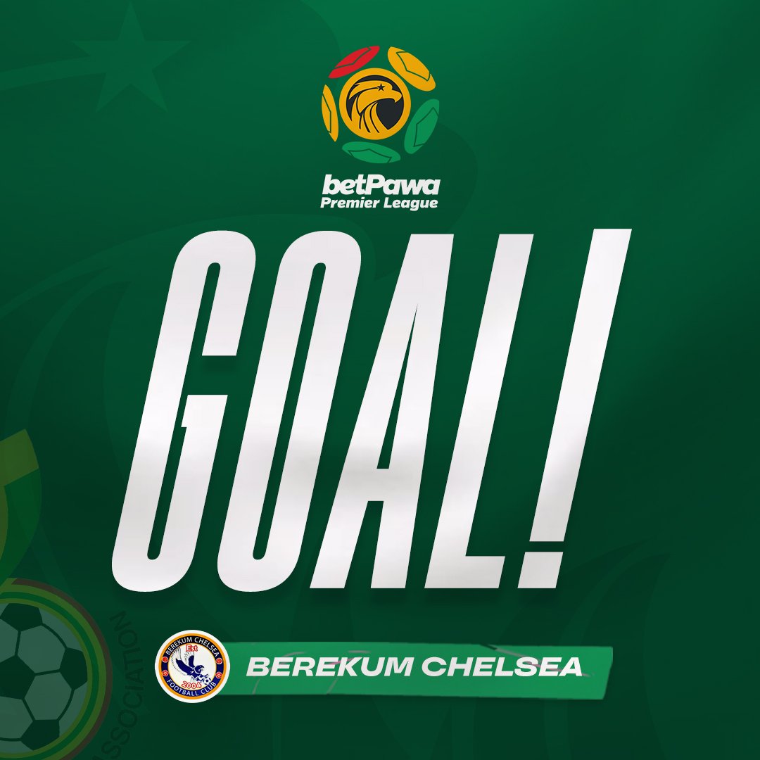 GhanaLeague's tweet photo. ⚽️  25' 𝗚𝗢𝗔���� - Emmanuel Essien scores for @BerekumChelseaF

Hearts of Oak 0️⃣-1️⃣ Berekum Chelsea 

#betPawaGPLwk12 https://t.co/XJEhfWI1B7
