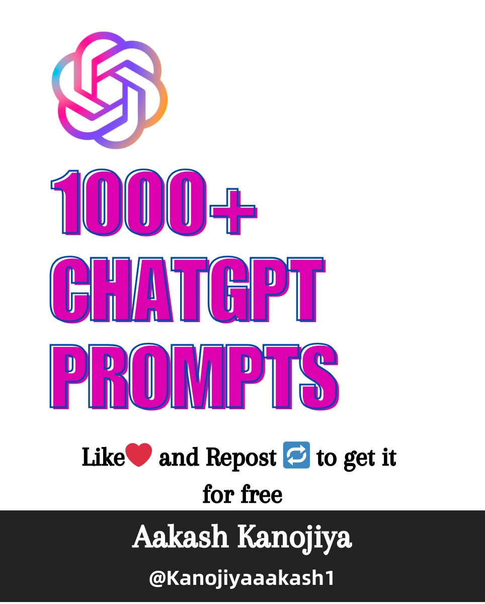 Aakash Kanojiya (@kanojiyaaakash1) on Twitter photo Prompt engineers make $150k-$300k yearly.
That's why I built "1000+ GPT-4 Prompts":
โข 1000+ Prompts
โข 5000+ AI Tools
โข Email Marketing Prompts
โข Twitter Thread Ideas Prompts
โข YouTube Video Ideas Prompts
๐๐จ๐ซ๐ญ๐ก $๐๐, ๐๐ฎ๐ญ ๐๐ซ๐๐ ๐ญ๐จ๐๐๐ฒ!
To get it, just:
1. Prompt engineers make $150k-$300k yearly.
That's why I built "1000+ GPT-4 Prompts":
โข 1000+ Prompts
โข 5000+ AI Tools
โข Email Marketing Prompts
โข Twitter Thread Ideas Prompts
โข YouTube Video Ideas Prompts
๐๐จ๐ซ๐ญ๐ก $๐๐, ๐๐ฎ๐ญ ๐๐ซ๐๐ ๐ญ๐จ๐๐๐ฒ!
To get it, just:
1.
