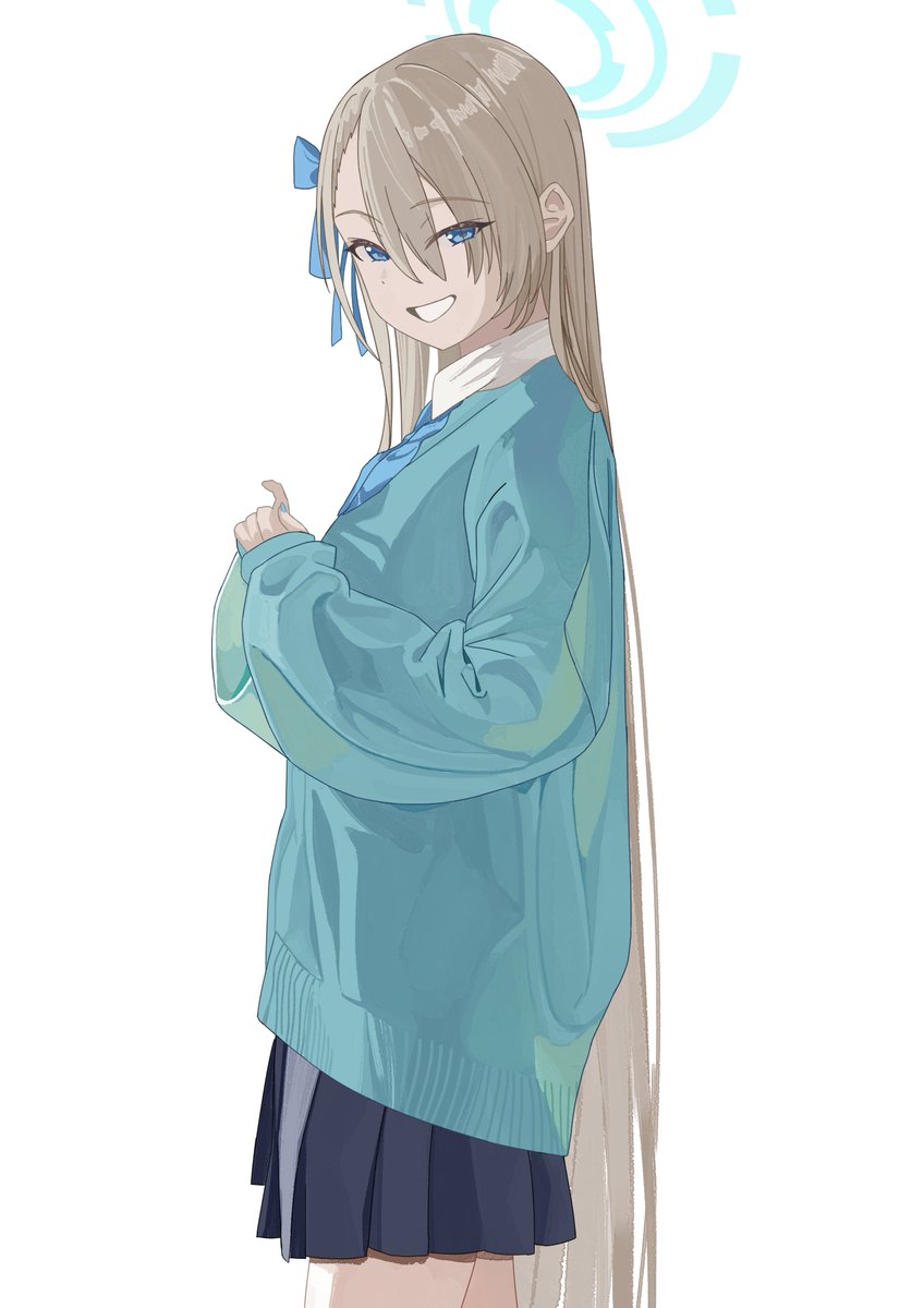 asuna (blue archive) 1girl solo halo long hair skirt blue eyes school uniform  illustration images