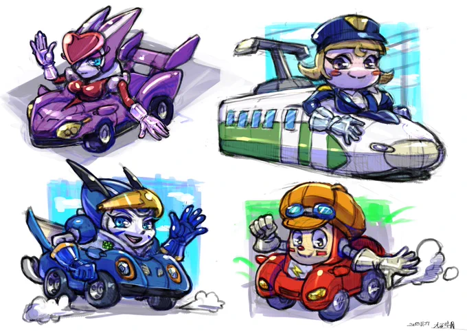 のりものまんモービルランドのカークンよりお気に入りのキャラクターをスケッチ 