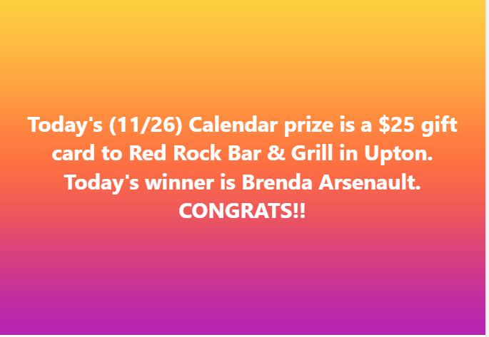 Today's (11/26) Calendar prize winner is...