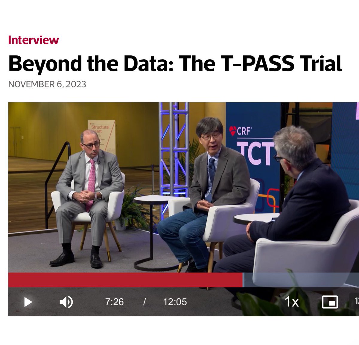 My TCTMD video with Myeong-Ki Hong and Dominick Angiolillo: The T-PASS Trial - pts with ACS, 1/12 dapt with ticagrelor superior to continuing with both drugs through 12 month

tctmd.com/videos/beyond-…

I was surprised that we didn't see more ischaemic events given median