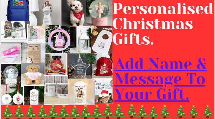 Christmas gifts which you can personalise with name & message. Prices to fit small or large budgets. For more details & many more gifts to choose from please click link below: tidd.ly/3lGbaKp