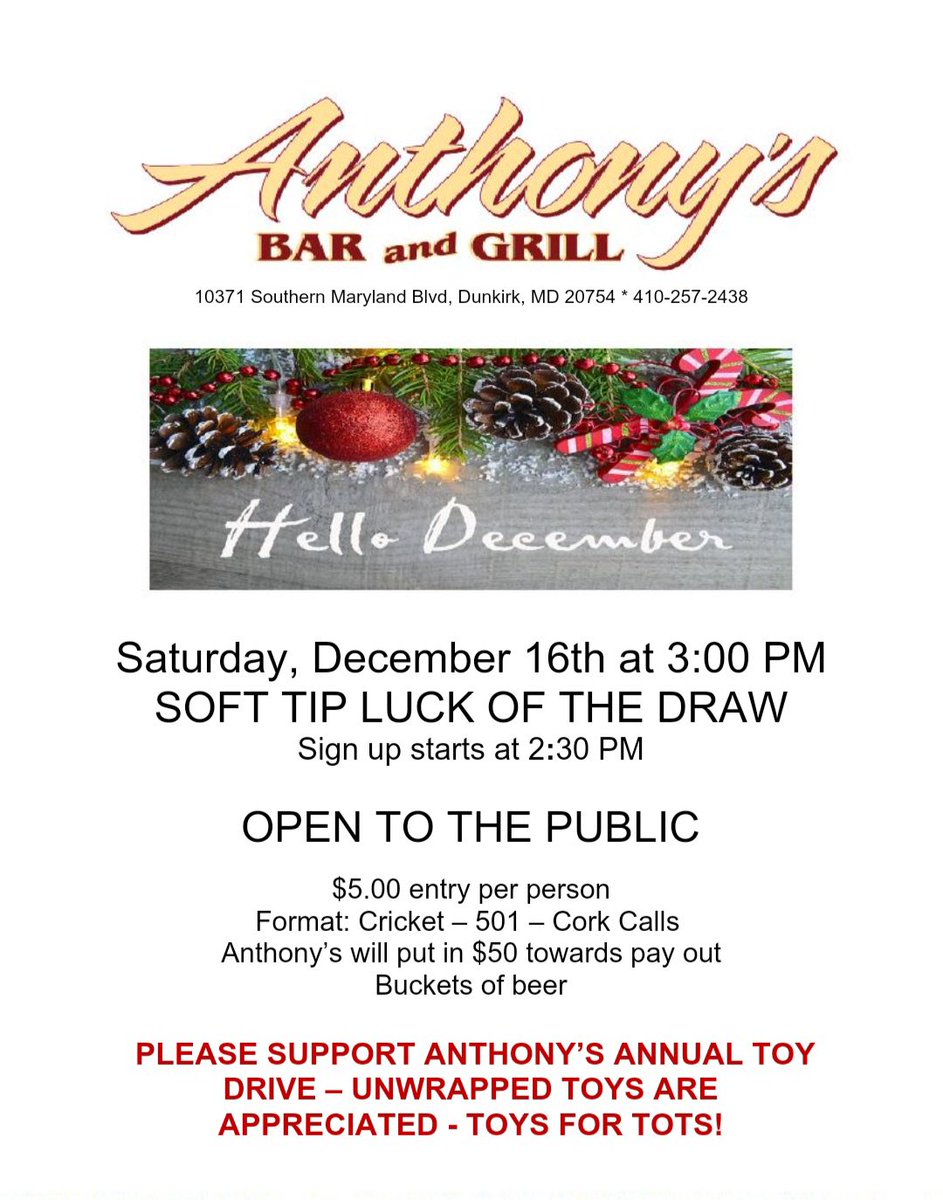 Anthonysdunkirk's tweet image. ✳️SundayFunday✳️
Open at noon.  Bucket deal w/1 lb naked wings!  Bucket deals open-close. Games will be on.  Come join us.

#hiring #kitchenhelp #bartender #server #employment #saferide #nowhiring #🇺🇸 #keno #toysfortotsofcalvertcounty #beer #toysfortots #dessert #livelocalmd