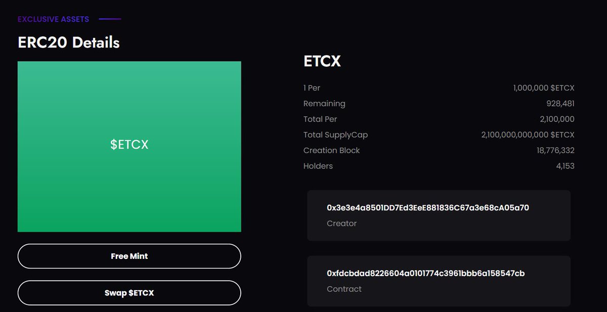 ergounx's tweet photo. 以太经典etc链铭文 #etc20 的 $etcx ,总量210万张,还剩96万张左右,一张成本0.01u,用小狐狸metamask钱包即可。
地址:https://t.co/ugLIP8vubq #ETCX #ETC #铭文打新 #etc铭文 https://t.co/EMXaUmQ9rp