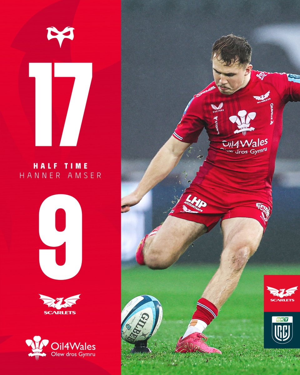 HALF TIME | HANNER AMSER @oil4wales ⚫️ Ospreys 17 🔴 Scarlets 9 #OSPvSCA #BKTURC #YmaOHyd