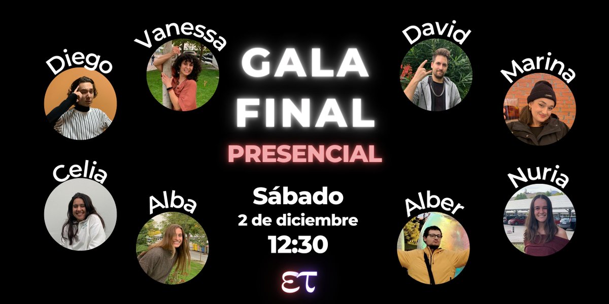 GALA FINAL de #EcuaciónTriunfo 🔴PRESENCIAL🟣

📆Sábado, 2 de diciembre.
⏰A las 12:30h.
🗺️Desde la UAM.
💻En DIRECTO: twitch.tv/psicometries.

⌛️MENOS DE UNA SEMANA⌛️
