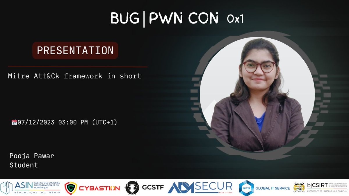 bug_pwn's tweet image. BUG|PWN CON 0x1

04-08 December, 2023

For our conference we have,

Speaker: @pawar41539
Student 

#bugpwn #bugpwncon