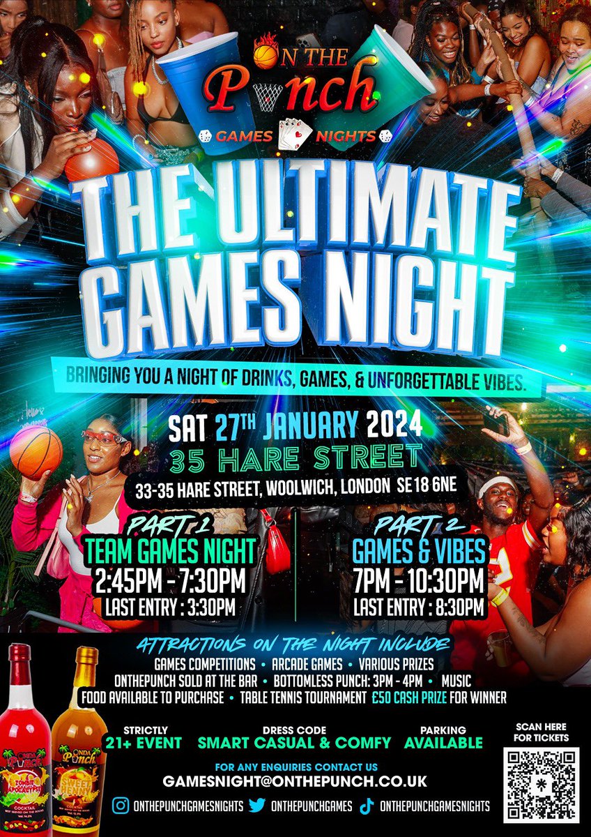TICKETS LINK IN BIO🎟️

OnThePunch Games Nights
THE ULTIMATE GAMES NIGHT

27/01/24

We’re going all out with the games night experience. With such high demand, we have extended the night into two, providing you with more interactive games, more people, more punch and more vibes.