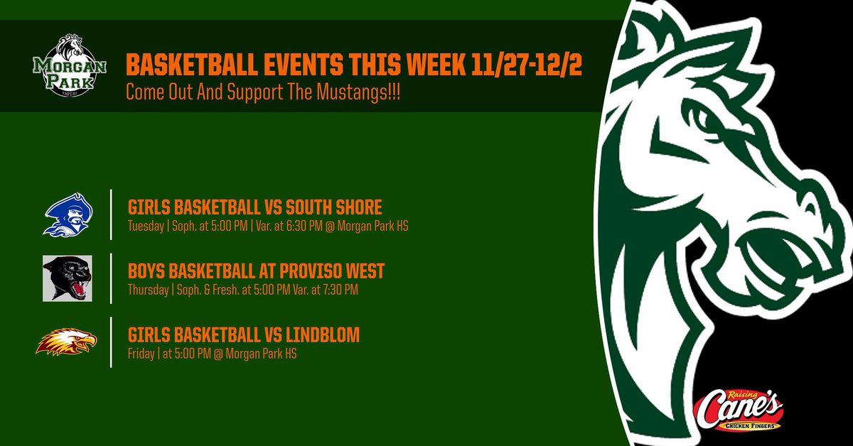 EMPEHIAthletics's tweet photo. Check out the events for the Morgan Park High School Mustangs This Week!!! #empehi #MPisIB #ULeaveMPMPWillNotLeaveU @morganparkad @Tim_OBrien10 @mikeclarkpreps @EMPEHI4Ever @EmpehiBoysBBall https://t.co/3MY6OiYz6L