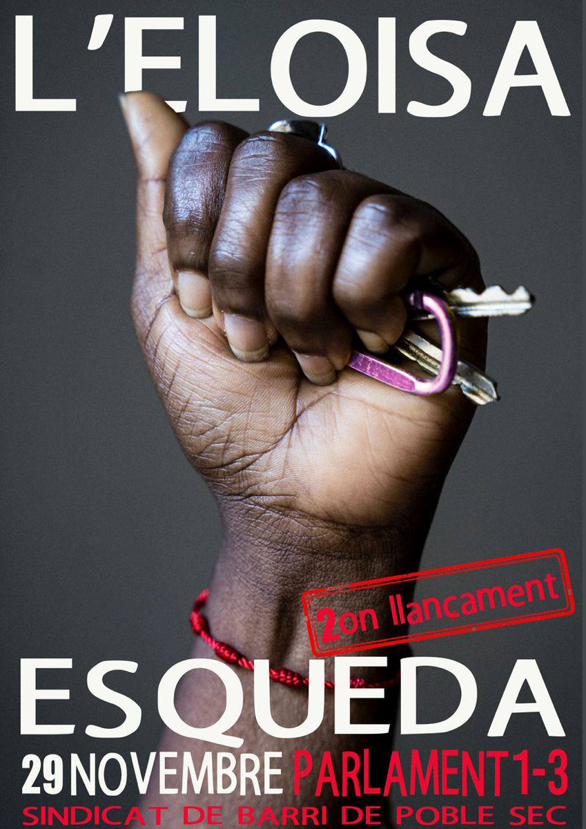 La nostra companya Eloisa torna a enfrontar-se a un desnonament. Però, no està sola💥❗

Atentes 👇

➖ Roda de premsa
📅 Dill. 27/11 · 10:30 
📍c/ PARLAMENT 1-3

➖ Resistim desnonament 
📅Dim. 29/11 
📍 c/PARLAMENT 1-3

📝Signa el manifest de suport
coopnet.info/manifest-supor…