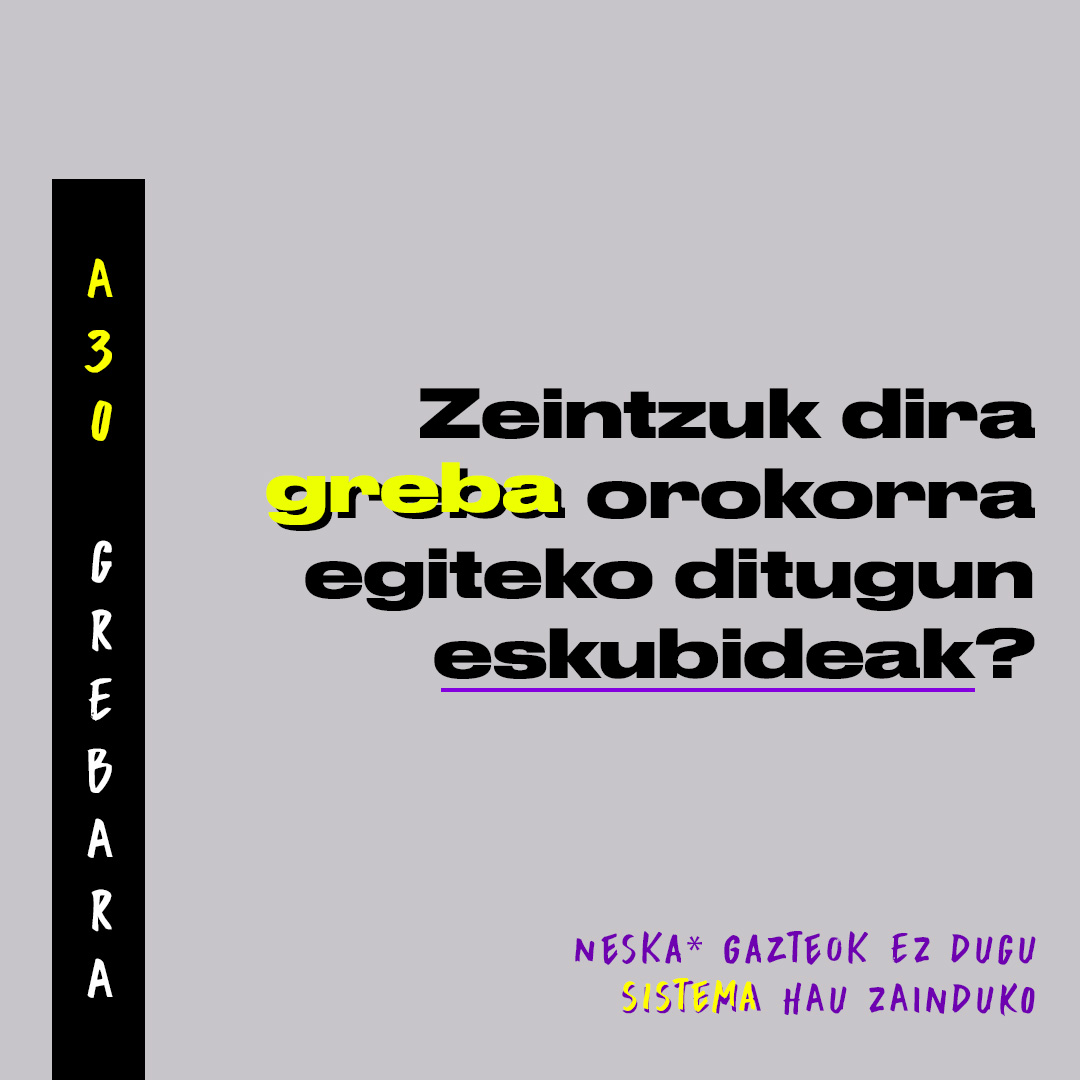 Harramazka's tweet photo. Harramazkatik dei egiten dugu A30ean greban parte hartzera!

Horrekin batera, izan daitezkeen edozein zalantza argitzeko @LABGasteiz rekin galdera ohikoenei erantzun nahi izan diegu. https://t.co/pjE8KW9tmu