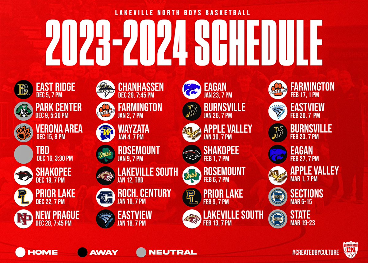 LNHSBoysHoops's tweet image. ICYMI - Our 2023-2024 varsity schedule!

#CreatedByCulture