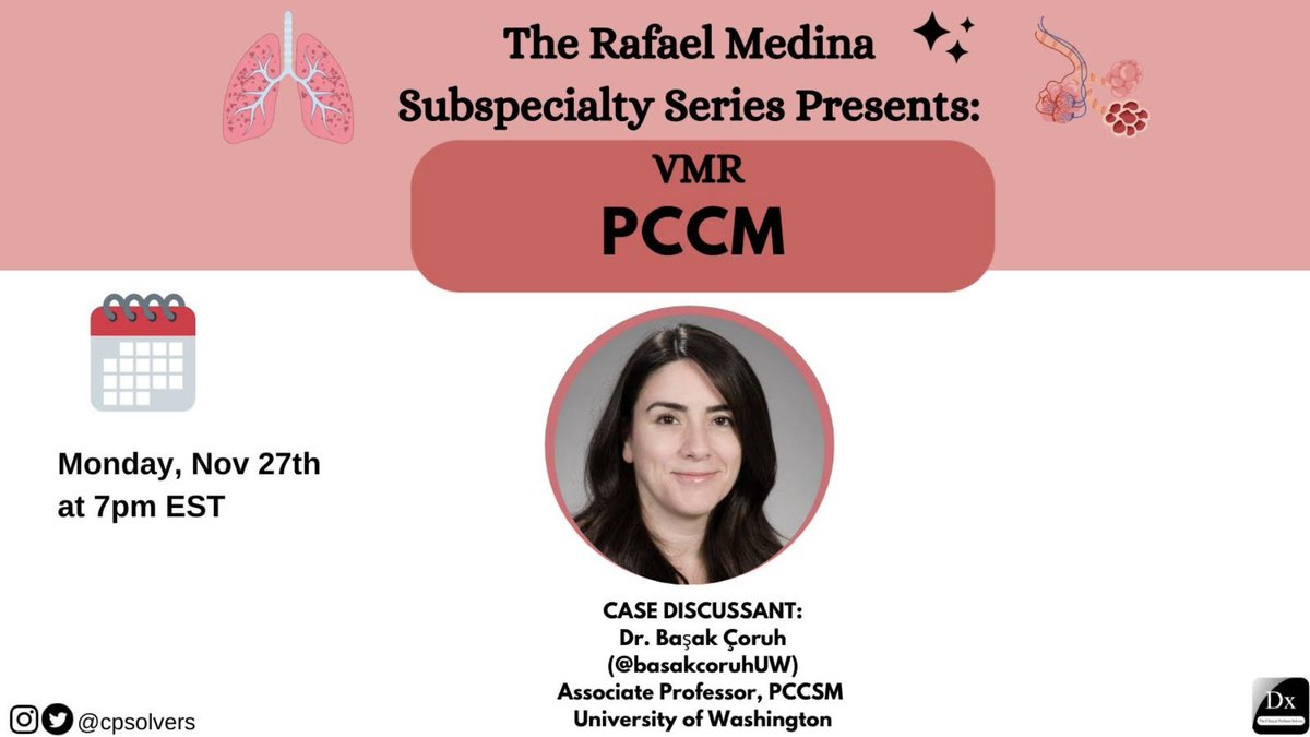 #MedTwitter This one will be sure to *take your breath away* Join us for our next Rafa Medina Subspecialty Series LIVE tomorrow Nov. 27 at 7pm EST for a Pulmonary and Critical Care case with @basakcoruhUW! We hope to see you there: bit.ly/31LWIKg