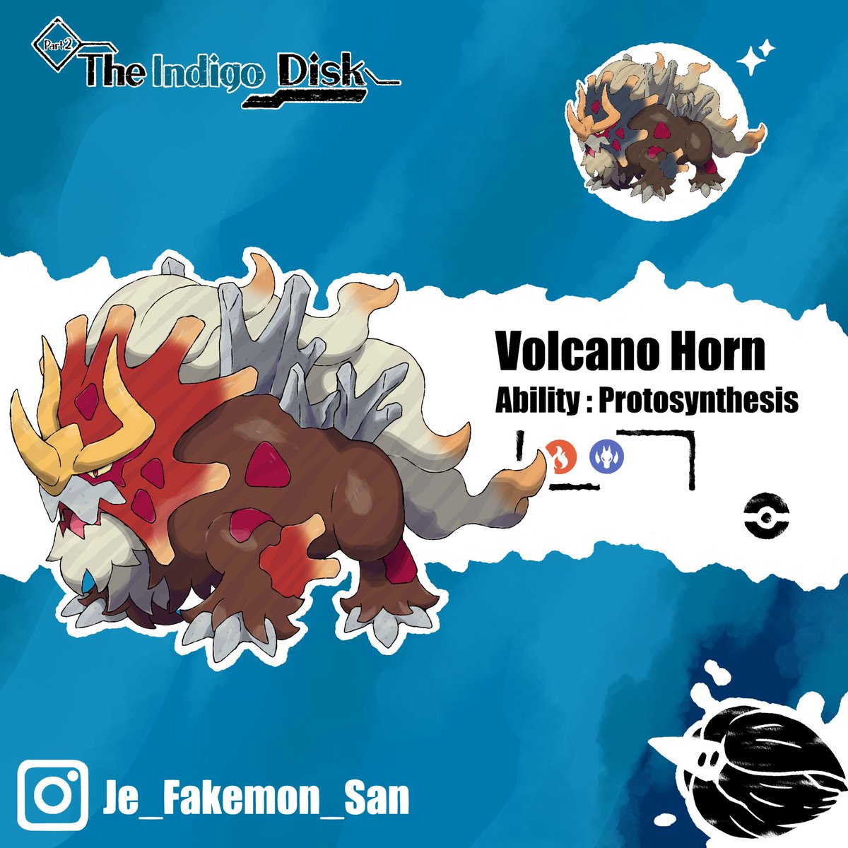 My Version of a Paradox inspired by Entei
Volcano Horn
Classification : The Paradox Pokémon 
Type : Fire/Dragon 
.
.
Follow me on Instagram @je_fakemon_san
#pokemonscarletandviolet #pokemon #pokemongo #pokemon25 #art #fakemon #digitaldrawing #digitalpainting #digitalart
