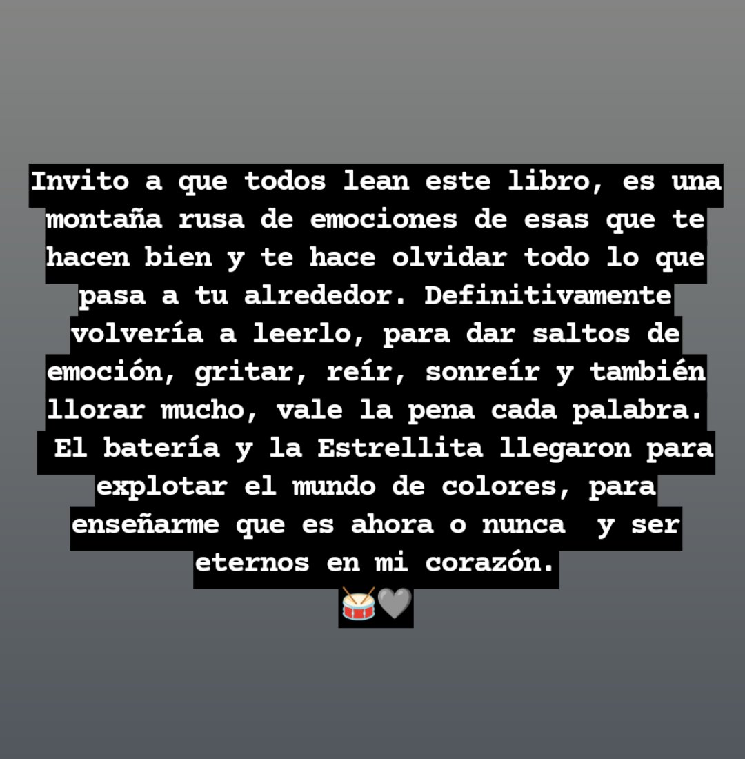 Terminé Fin de gira y  no quiero leer otro libro por seguir pensando en Zoe y Chase, estos dos son lo mejor,  se volvieron muy especiales para mí ❤️‍🩹

Y si mañana fuera el fin del mundo o cayera un meteorito ahora mismo, estaría feliz de que este fue el último libro que leí 🩶