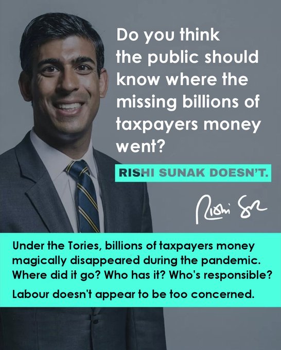 🔴TORY CORRUPTION Do YOU think the public should know where the missing BILLIONS of taxpayers' money went? 👉RT if you agree this should be investigated. @AndExcluded