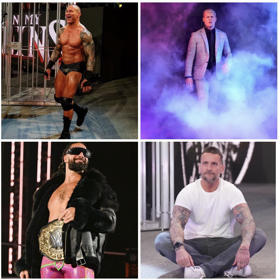reigns_era's tweet photo. Randy, Cody, Rollins and Punk on the same show tomorrow 🔥 https://t.co/pgRVL1N5Zj