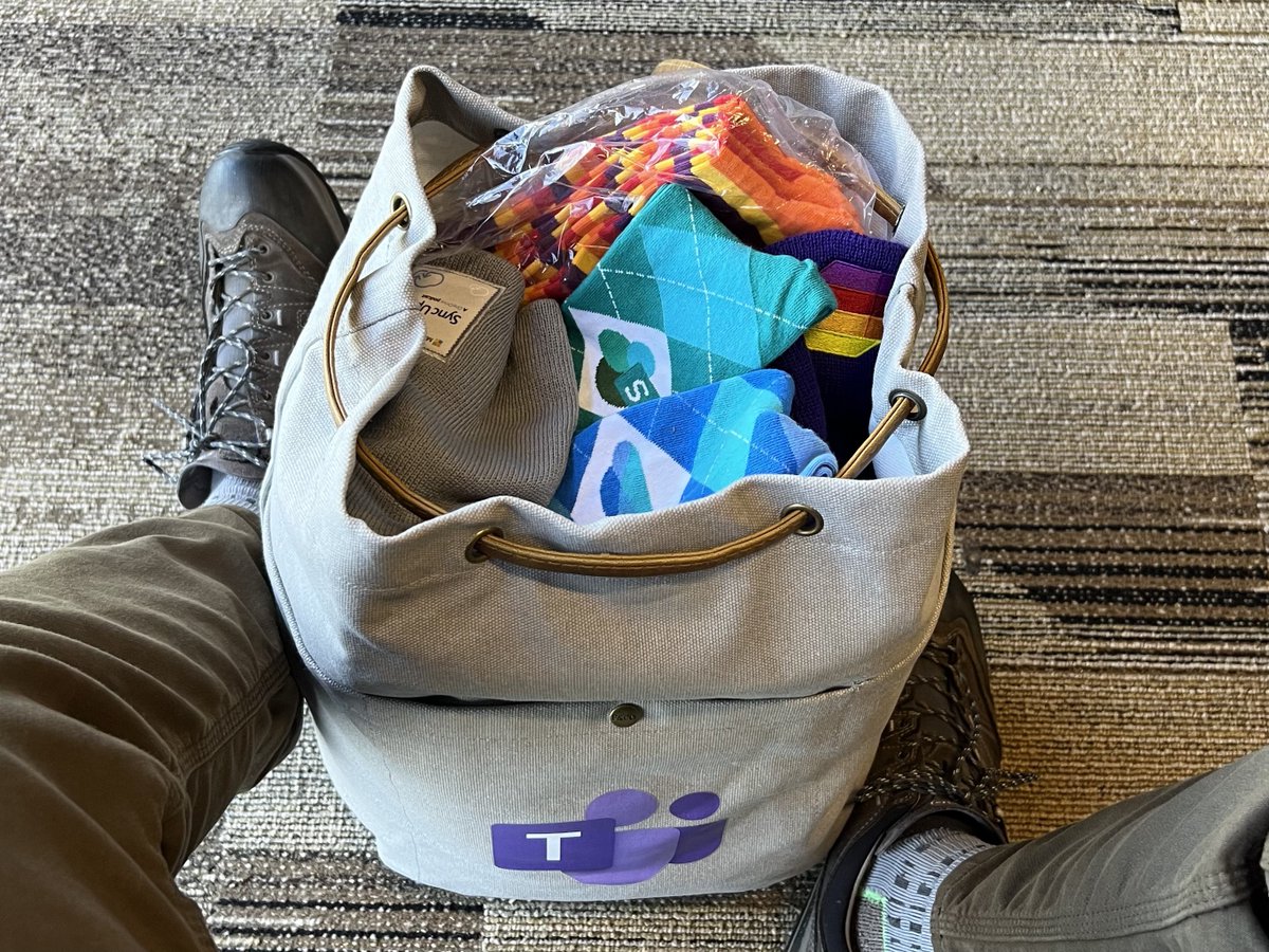 #ESPC23 #AMA #SWAG. 
Much SWAG in bag. 
The bag is SWAG.

Some fun, unique items thanks to many ODSP admins. 🙏

And now, a quick hop over the pond: 
SEA 🛫☁️📖☁️📼☁️😴☁️ AMS 🛬

Lookin’ fwd to seeing everyone. 🙌