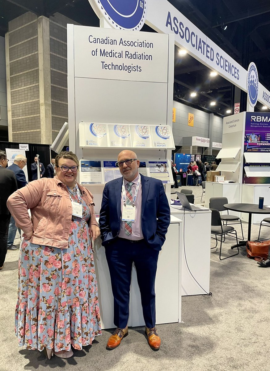 Day 1  at #RSNA2023. Our President @Meggy_Bee and CEO Irving Gold representing (and matching!) at @CAMRT_ACTRM booth.  If you are at RSNA stop by for a visit!