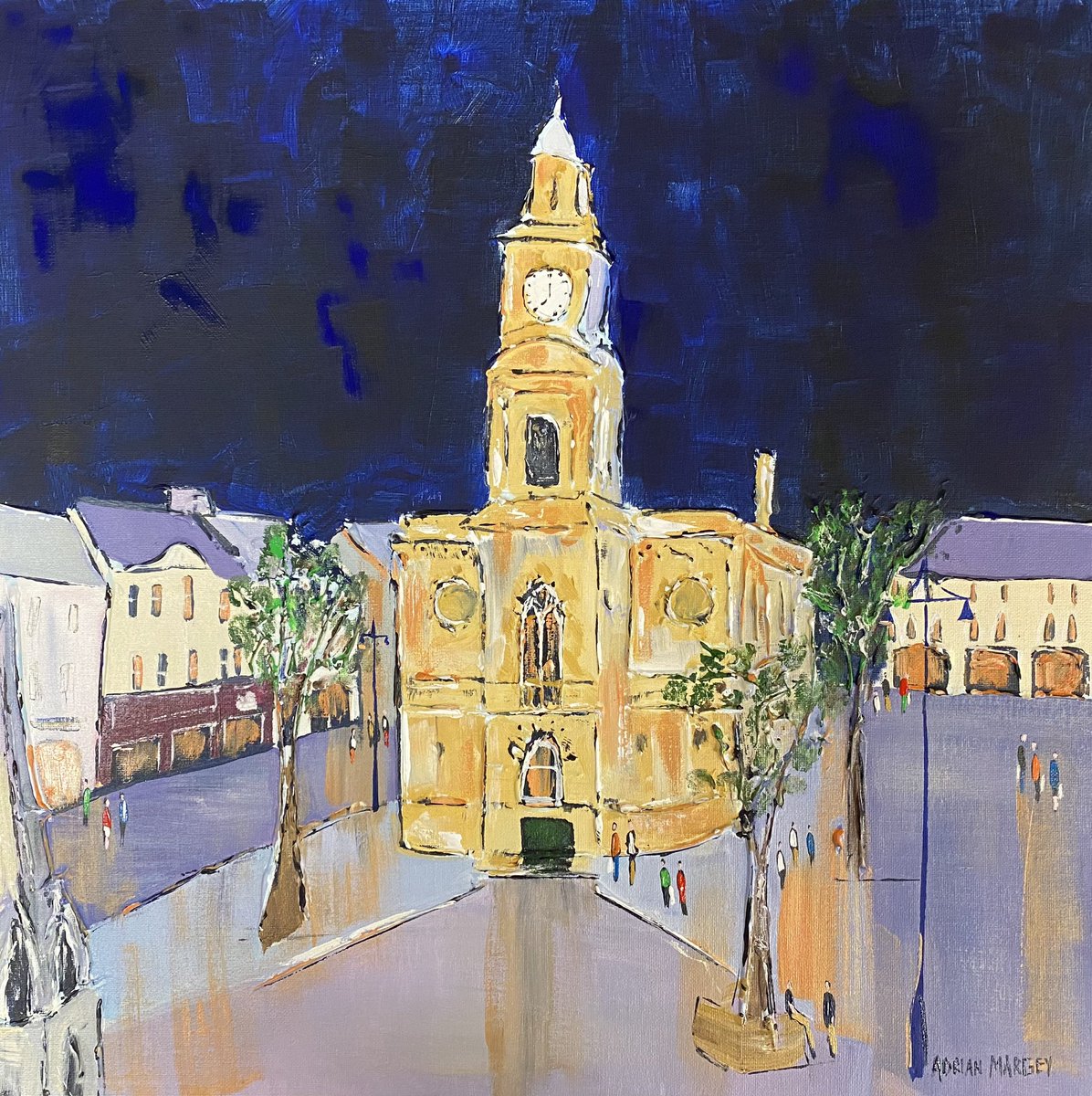 ‘#Coleraine Town Hall by Night’. Lucky 2b showcasing our work here nxt wkend. The Town Hall opened its doors in 1859. Designed in an Italianate style & built from golden sandstone, it’s the jewel in the crown of Coleraine’s main shopping area. #CommunitySpaces #VisitCauseway
