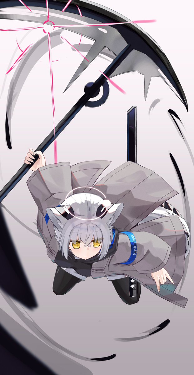 1girl scythe solo holding scythe holding yellow eyes animal ears  illustration images