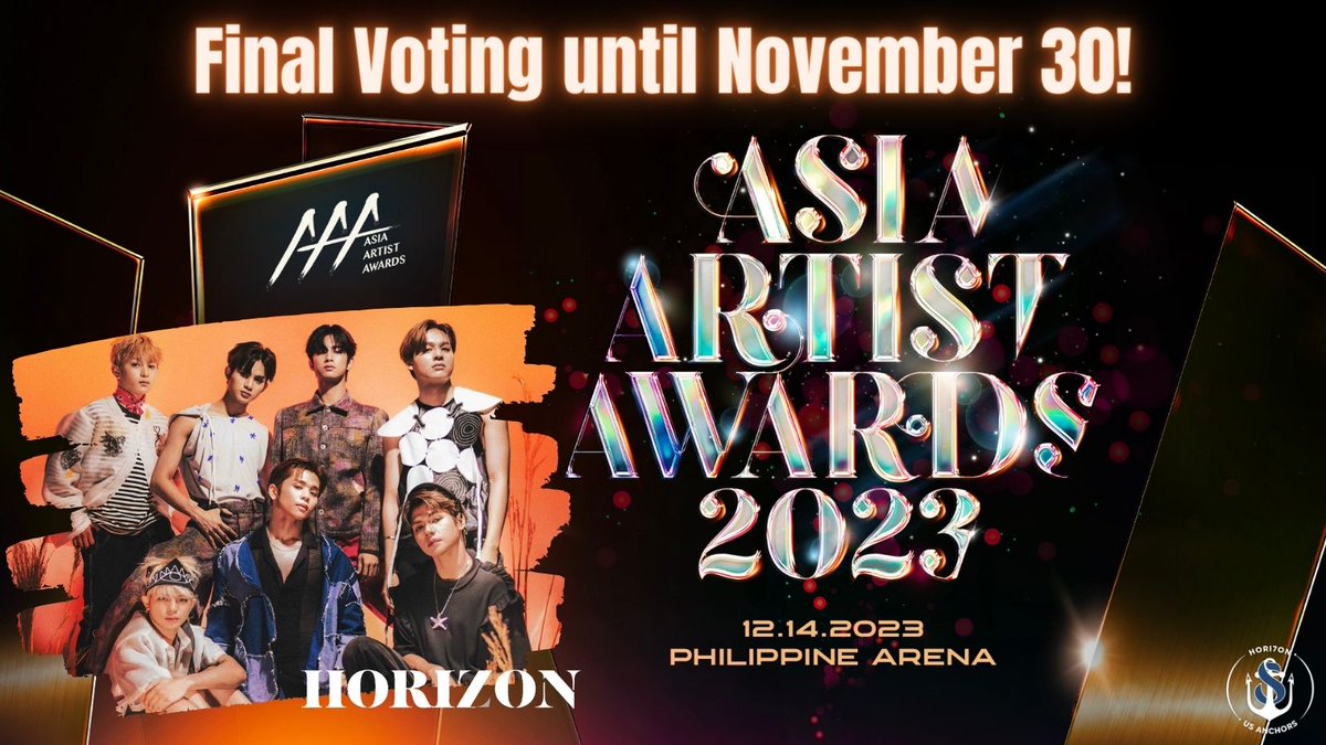 🗳️| Voting Announcement! 

Only a few days left for the final voting of AAA. Cast your votes for HORI7ON under the popular male singer category via the Idol Champ App and help us make them win! 

#HORI7ON #호라이즌 
#AAAPopularityAward #AAA2023 
<a href="/HORI7ONofficial/">HORI7ONofficial</a>