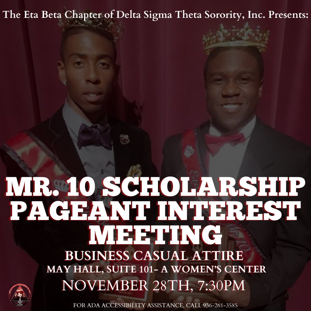 pvdeltas_hb's tweet image. Do you think you have what it takes to be the NEXT, Mr. 10? Come join us at the interest meeting on November 28th at 7:30 pm in May Hall, Room 101-A Women’s Center.
#pvdeltas #dst #hbnonegreater