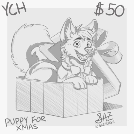 sazzersz's tweet photo. YCH PUPPY PRESENT! 🐶🎄
As a present, I'll consider a raffle for this drawing!
To Enter:
- Retweet, Like ❤️
- Drop a SFW Ref 🖌
Follows Are Appreciated!
(Ends 12/9)

Taking 5 slots at the moment!
DM to Claim ^^ https://t.co/WIqXpwtrAK