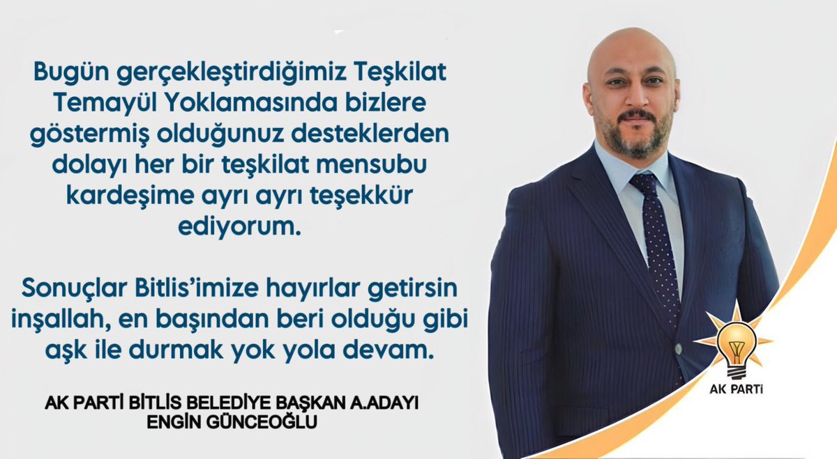 Teşkilatlarımızın ilk günkü aşk ve heyecanla yoğun bir katılım sağladığı program için emeği geçen dava arkadaşlarıma ve oylamaya katılan tüm teşkilat mensubu kardeşlerime yürekten teşekkür ediyorum.